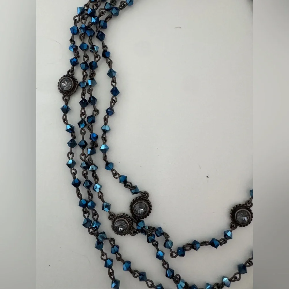 Virgins Saints & Angels Navy Blue and Gunmetal San Benito Medallion Necklace - Picture 3 of 7